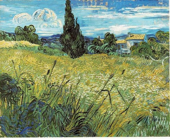 Green Wheat Field with Cypress, Vincent Van Gogh